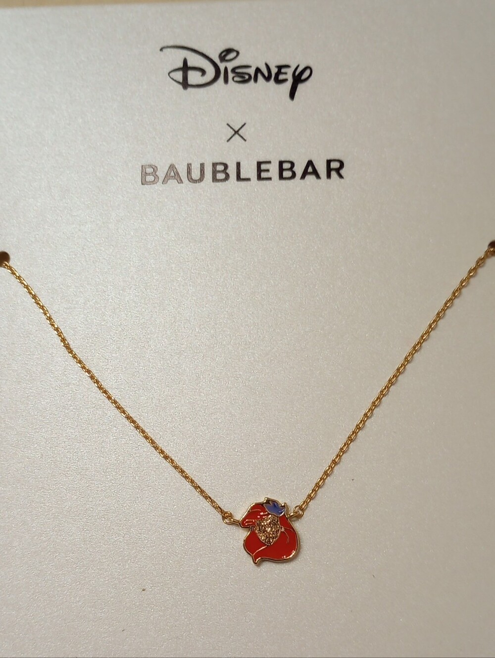NWT Disney x Baublebar Gold Necklace with Red Pavé Ariel Pendant